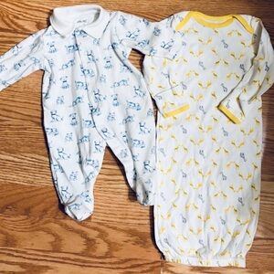 NWOT Little Me  Blue & White 1 Piece &  Yellow Print 1 Piece Simple Joys